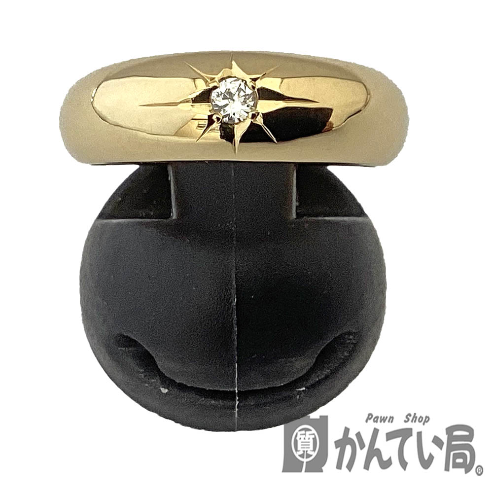 T【K18】ダイヤモンドリング　ダイヤモンド　D0.055ct　リング最大幅約5mm　サイズ約13号　イエローゴールド　K18　金　総重量約7.4g　アクセサリー　ジュエリー　本品のみ　中古　磨き仕上げ済【質屋かんてい局宇都宮戸祭店】31031599317-153t-k