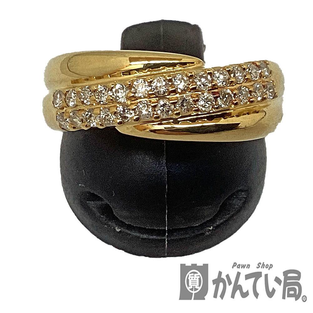 T【K18】ファッションリング　ダイヤモンドリング　ダイヤモンド　D0.25ct　リング最大幅約6mm　サイズ約20号　イエローゴールド　K18　金　総重量約4.5g　アクセサリー　ジュエリー　本品のみ　中古【質屋かんてい局宇都宮戸祭店】31031599317-184t-k