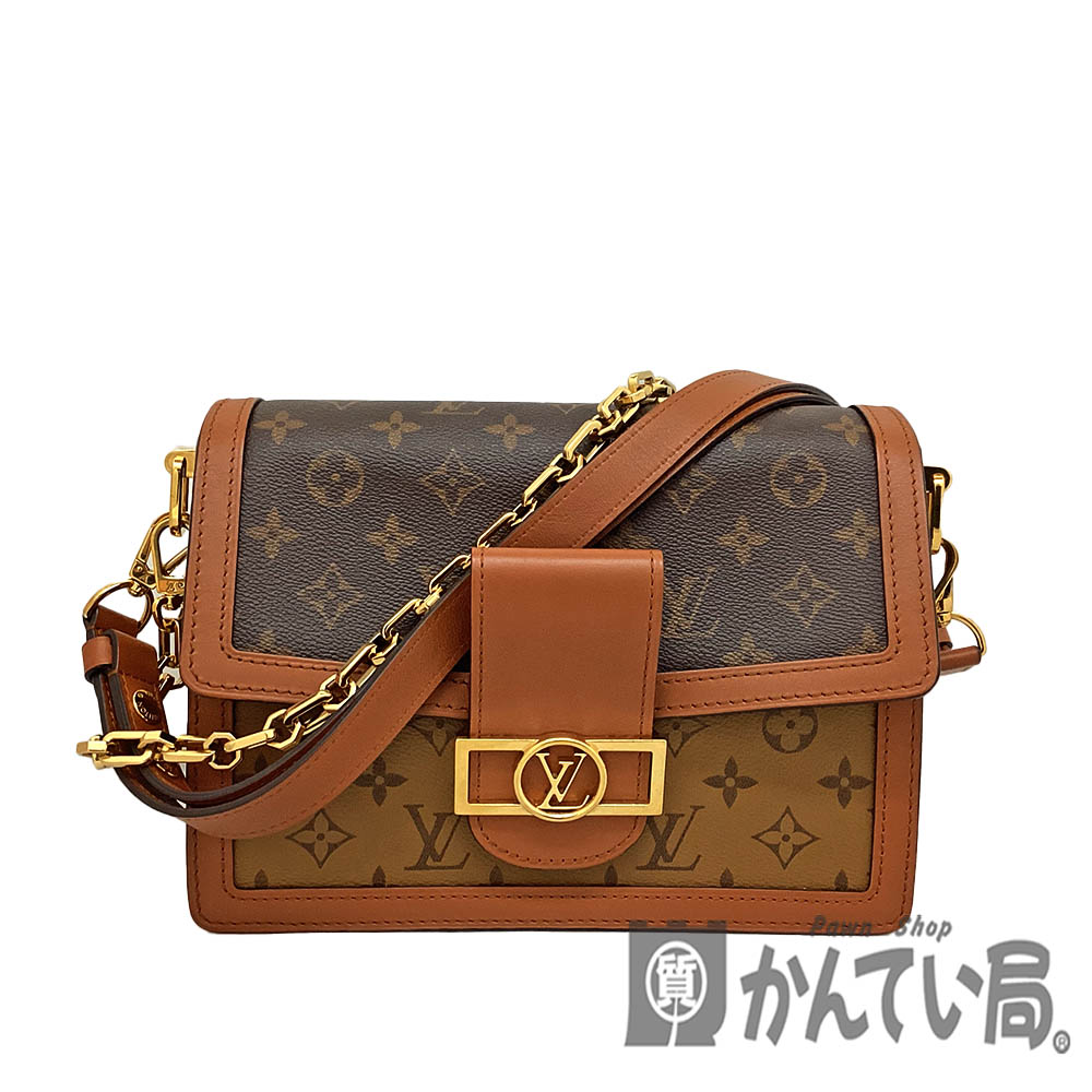 T【LOUIS VUITTON】ドーフィーヌMM M44391　モノグラムリバース　ブラウン　ハンドバッグ　ショルダーバッグ　ゴールド金具 ショルダーストラップ有　RFID/CA4199　人気　女性　中古【ルイヴィトン】【かんてい局宇都宮戸祭店】31004279317-201t-h｜かんてい局栃木 店