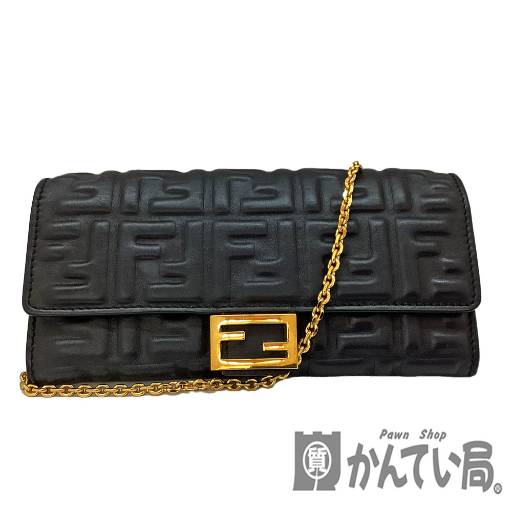t09【極美品】フェンディ　キャナイ　レザー　ブラック　チェーン　ショルダー フェンディ FENDI キャナイ ショルダーバッグ カーフ ブラック