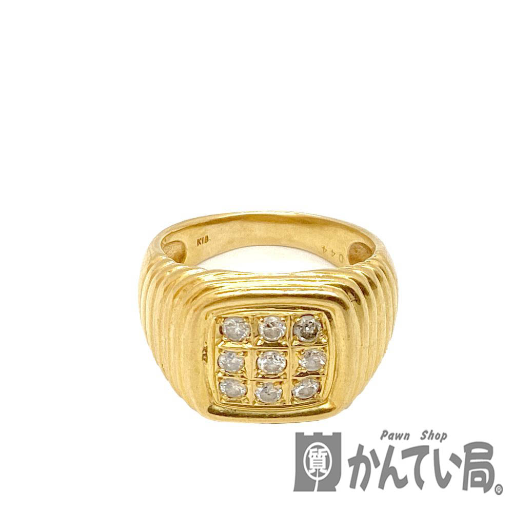 T【K18】【ゴールド】 流行り物輪っか  ゴールド 金剛石 18金 D0.44コンピュータ断層撮影法 総掛け目約10.2ｇ 約17号 指環 印颱風青写真 メンズ 佩び物 輪っか幅約4粍～13.5粍  本品のみ 中古【ゴールド】【一六銀行かんてい局宇都宮戸祭店】S2500373t-h