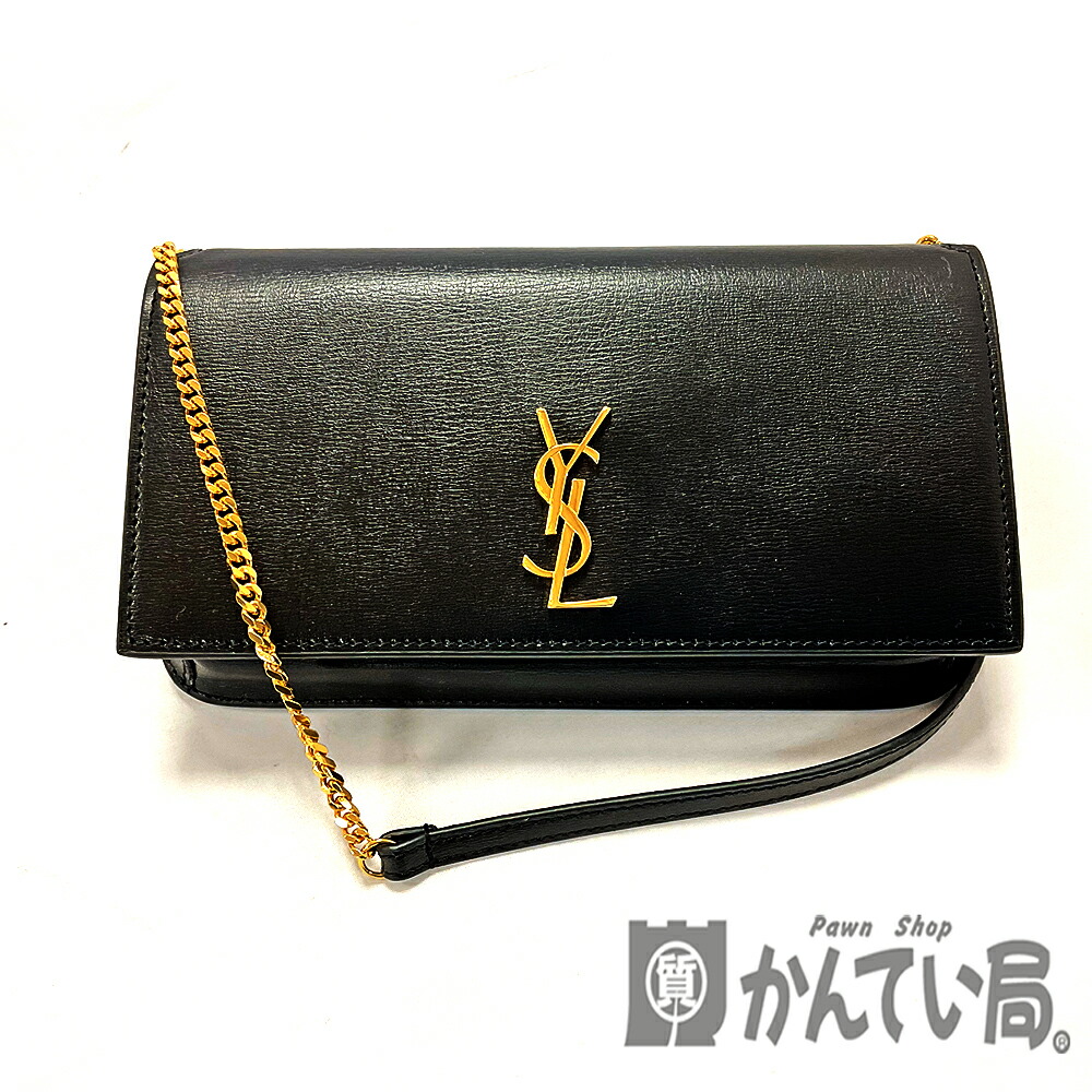 U【中古】【YVES SAINT LAUREN】フォンショルダーバッグ 6350950 ブラック ゴールド金具 レザー 携帯ホルダー ショルダー コンパクト YSL 美品【イヴサンローラン】【かんてい局宇都宮店】Q25-313u-r