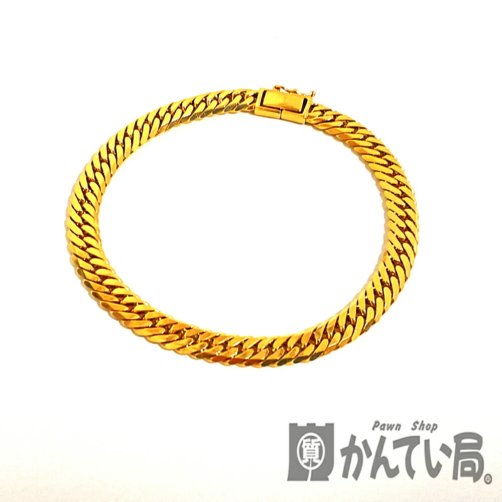 U【中古】【K18】喜平 6面ダブル腕輪 K18 約20糎 口径約19.5糎 約21.3g 黄色ゴールド 分かりやすい メンズ【大特価通貨価値】【かんてい局宇都宮店】Q24-4092u-r