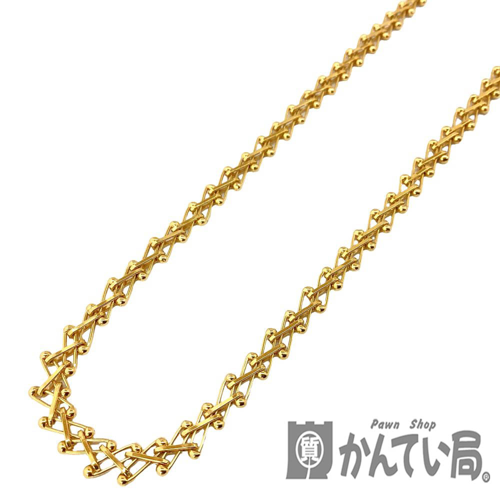 T【K18】デザインネックレス K18　ゴールド 造幣局750刻印 長さ約40cm　チェーン幅約4mm 総重量約12.1ｇ 資産　ペンダント ジュエリー　丸カン　ネックレス　女性　レディース　豪華　華やか　中古【ゴールド】【質屋かんてい局宇都宮戸祭店】S2500172t-h｜かんてい局栃木 店