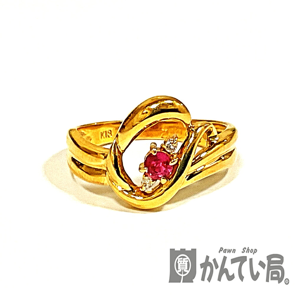 U【中古】【K18】 ルビーリング 約11号 K18 ゴールド 金 指輪 約3.3g ルビー 0.15ct デザインリング【大特価価格】【かんてい局宇都宮店】Q24-2300u-r|かんてい局栃木 店