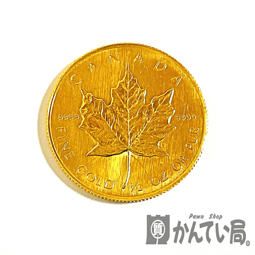 U【中古】【K24】メープルリーフ金貨　1987年　1/2OZ　約15.5g　純金　K24　メープルリーフ　ゴールド【かんてい局宇都宮店】Q25-1605u-r