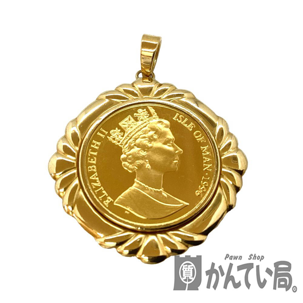 楽天市場】K24YG/14KCG マン島キャットコインペンダントトップ 1