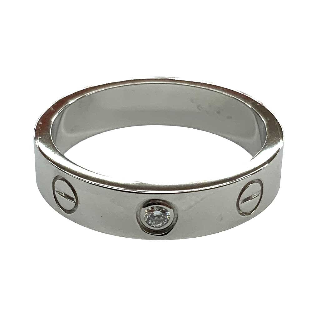 o【カルティエ】Cartier 1Pダイヤミニラブリング　K18WG　ホワイトゴールド　ゴールド　約10.5号　51　約4.8g　可愛い　男性　メンズ 女性　レディース　中古　美品　《かんてい局小山店》31034079318-13o-m