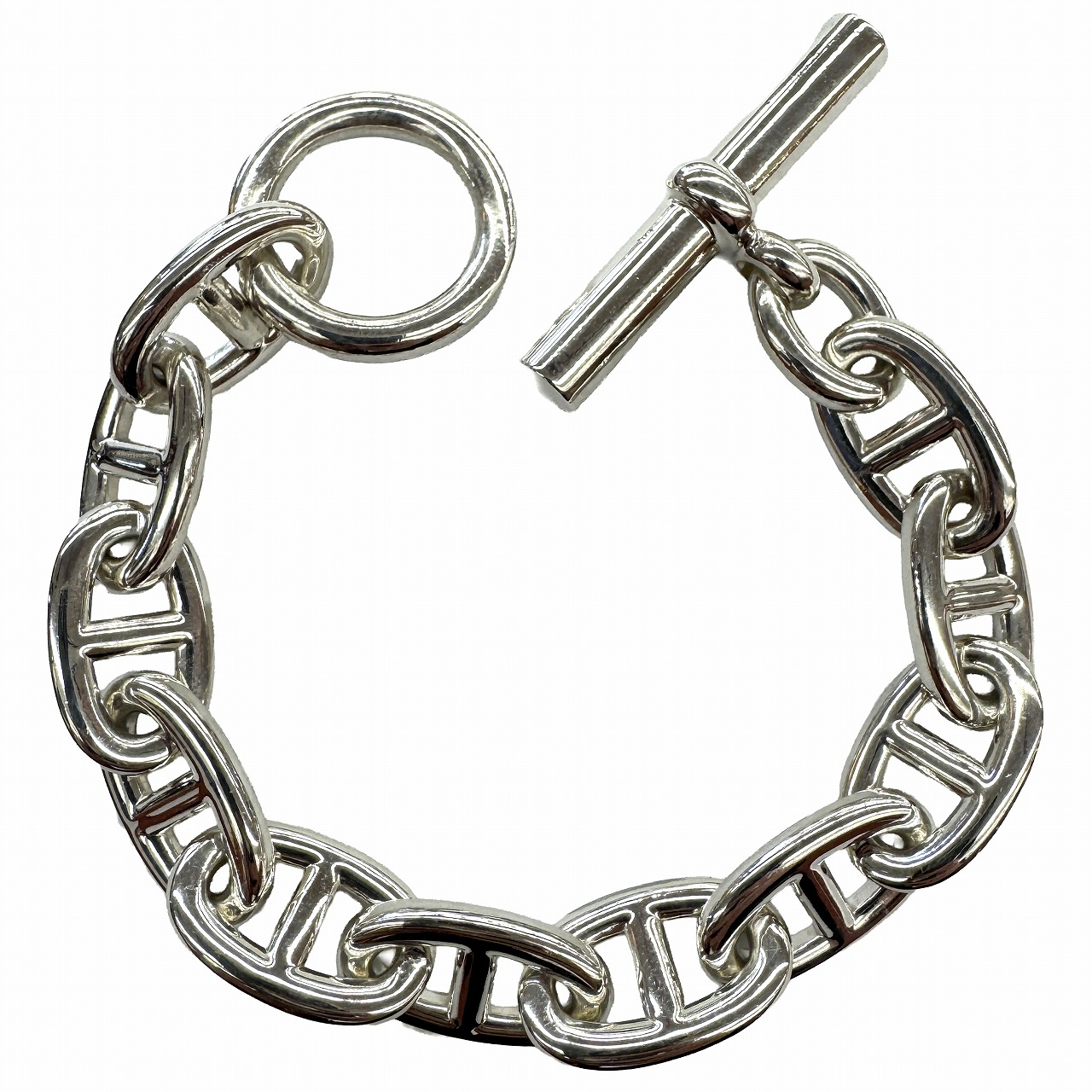 O【HERMES】エルメス シェーヌダンクルブレスレットTGM　11コマ　腕周り約17cm　シルバー　メンズ　レディース　ブランドジュエリー　アクセサリー　定番　人気　中古 　Herm・・s　おしゃれ 【エルメス】【質屋かんてい局小山店】T25-2916o-m