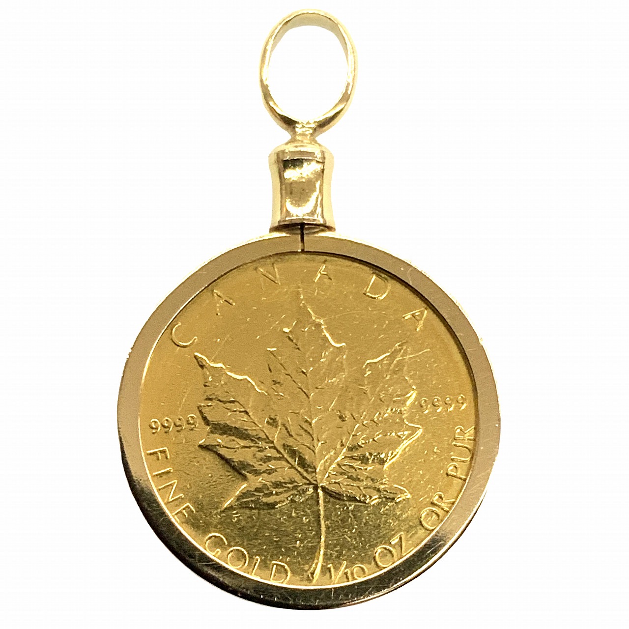o【メープルリーフコイントップ1/10oz】総重量約4.1g K24 枠K18 ペンダントトップ 金貨 純金 18金 レディース メンズ 男性 女性【中古】《かんてい局小山店》T26-198o-f