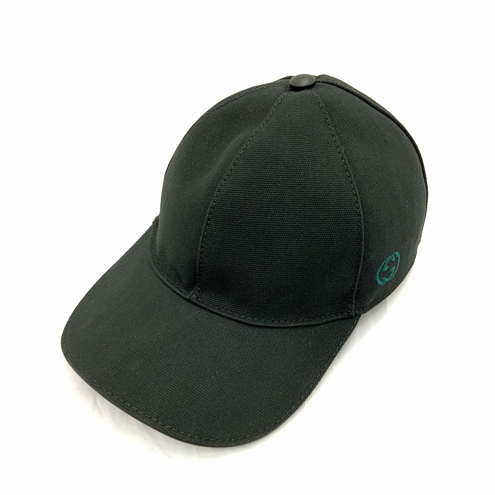 O【GUCCI】【グッチ】ベースボールキャップ 387554 インターロッキングG ブラック Mサイズ キャップ 帽子 メンズ 男性 レディース 女性 中古【質屋かんてい局小山店】T25-303o-h|かんてい局栃木 店
