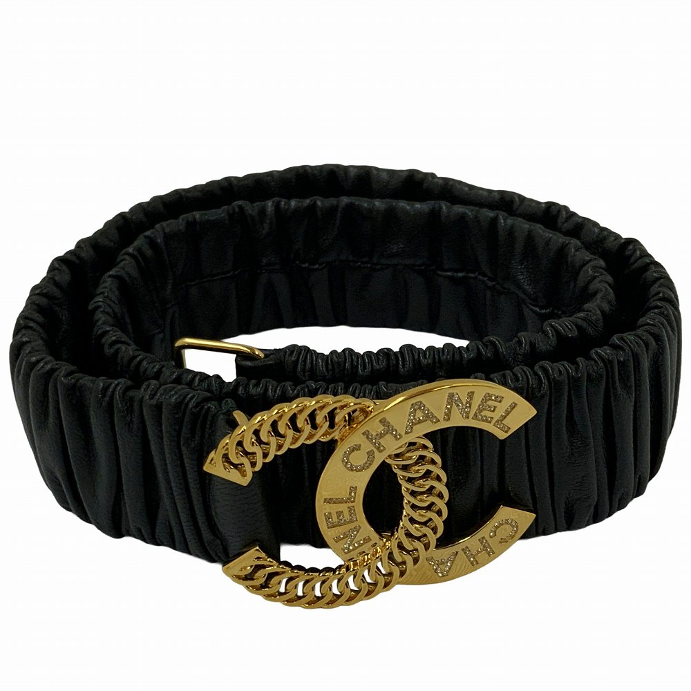 O【CHANEL】 ココマークキルティングベルト 75/35 なめし革 黒いこと ゴールド ココマーク 三尺帯 金属元素 伝達ルート石ころ  亭主もち レディース 【シャネル】【一六銀行かんてい局小山店】T25-2997o-h