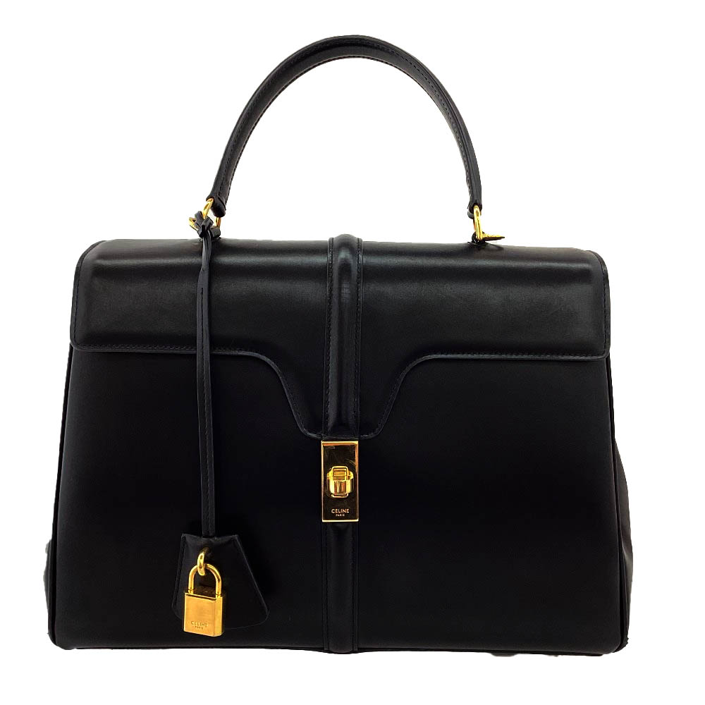 T【CELINE】古典派音楽16 187373BEY.38NO 黒いこと 黒 ゴールド金具 サチネイテッドカーフスキン 布袋 レディース御徒面子 お上さん 雅びやか 中古【セリーヌ】【一六銀行かんてい局宇都宮戸祭店】S25-1741t-m