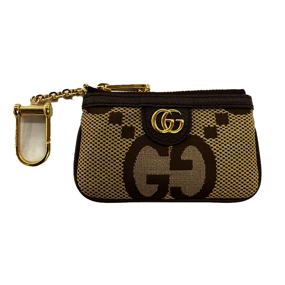 T【GUCCI】 ジャンボGGオフディアコインケース　671722　ジャンボGG　キャンバス　ベージュ　人気　メンズ　レディース　薄型　　箱有　布袋有　中古　美品【グッチ】【質屋かんてい局宇都宮戸祭店】S25-670t-m