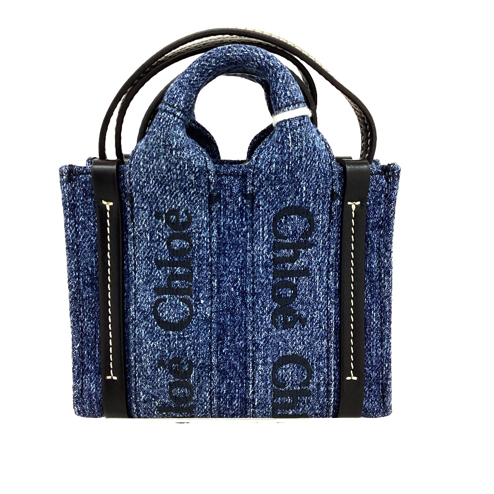 T【Chloe】ウッディーショルダーバッグ CHC23UP235K3545D なめし革 ジーンズ 米国海軍 レディース御徒面子 パウダーコンパクト大きさ 好いたらしい 一般受け 箱有 布袋有 美品 中古【クロエ】【かんてい局宇都宮戸祭店】S25-1390t-m