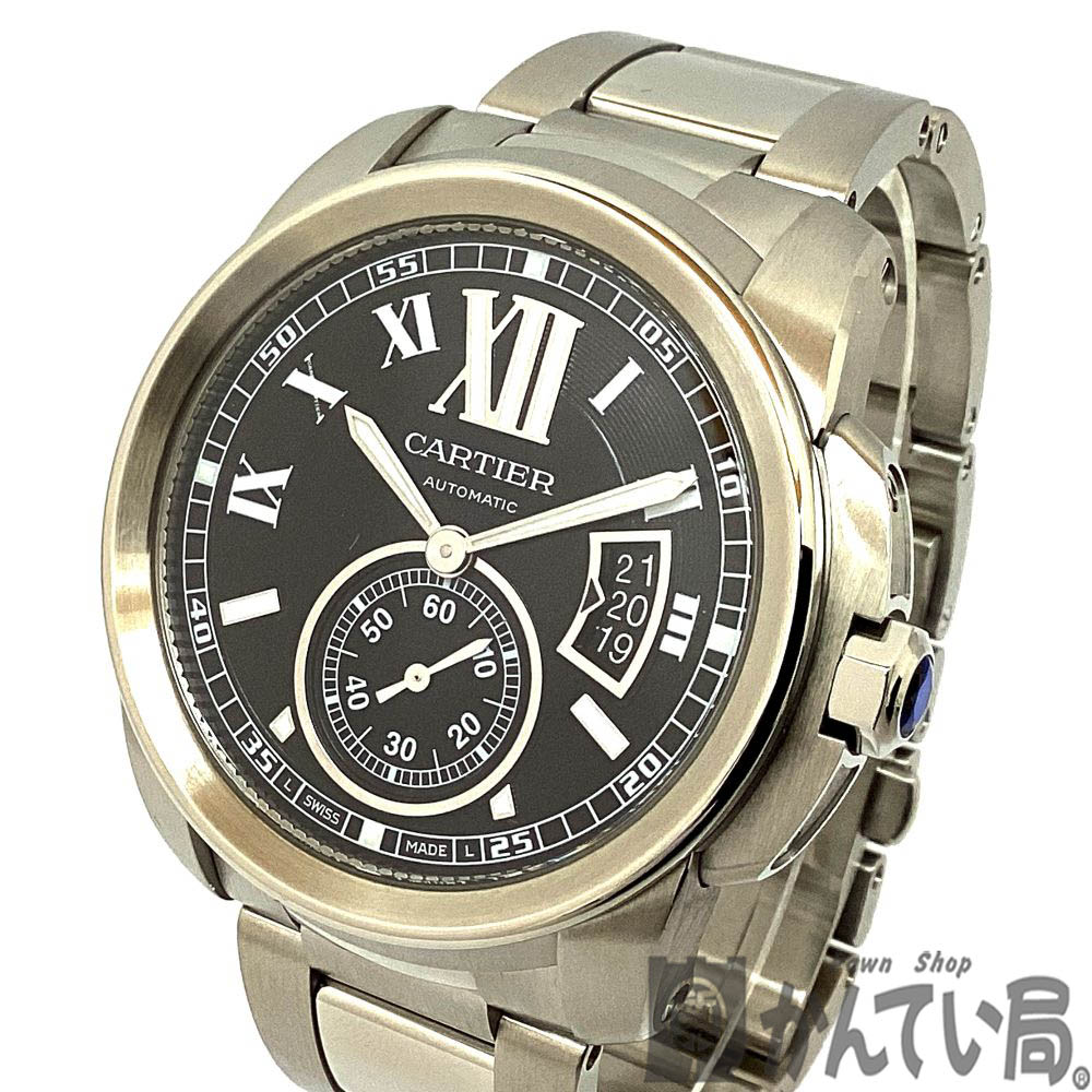 T【Cartier】カリブルドゥカルティエ　W7100016　ブラック文字盤 　自動巻　日差+1秒　ステンレス　コンプリートサービス実施済　シースルーバック　ギャラ有　日常生活防水　人気　メンズ腕時計　中古【カルティエ】【質屋かんてい局宇都宮戸祭店】S2500566t-h