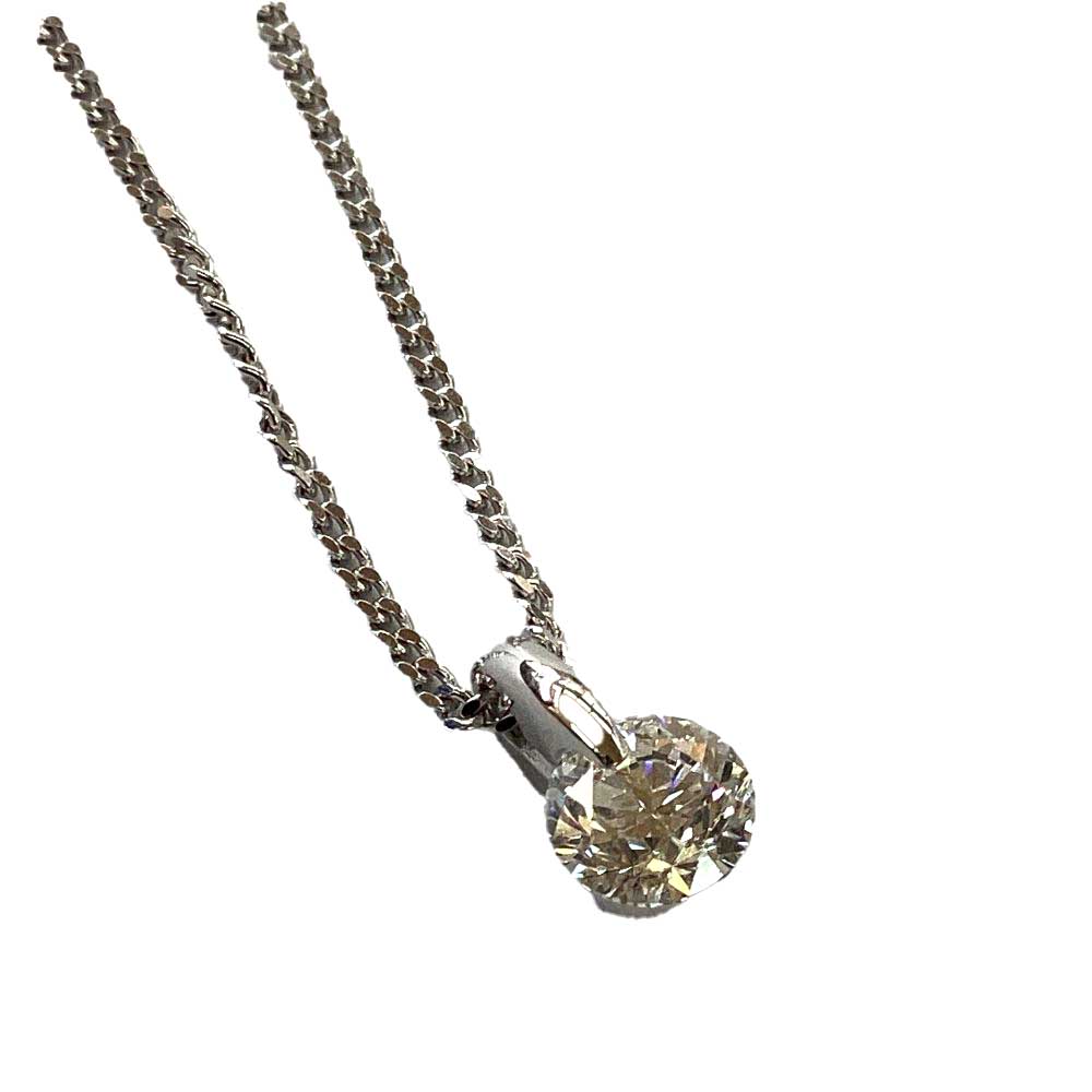 T【K18WG】ダイヤネックレス　ダイヤモンド　D0.503ct　ネックレス　一粒ダイヤ　ジュエリー　アクセサリー　約40cm　総重量約3.0g　中古【プラチナ】【かんてい局宇都宮戸祭店】S25-2248t-m｜かんてい局栃木 店 87,725円