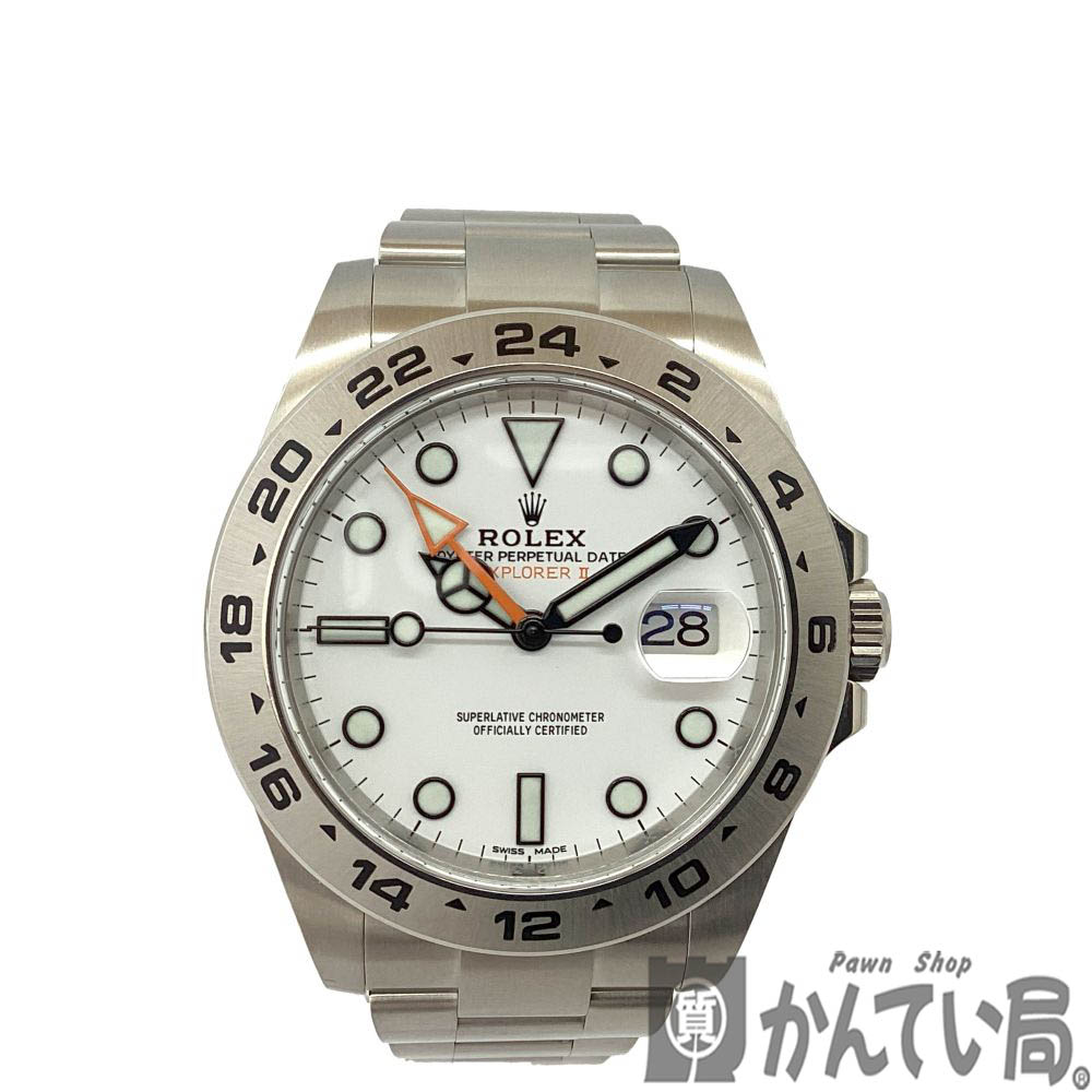T【ROREX】エクスプローラー2　216570 　ケース径42mm　ステンレススチール　ホワイト文字盤　ランダム番　2020年頃製造　自動巻　ギャラ有　OH済　仕上済　100M防水　GMT ビジネス　人気　メンズ　男性　中古【ロレックス】【質屋かんてい局宇都宮戸祭店】S2502479t-h