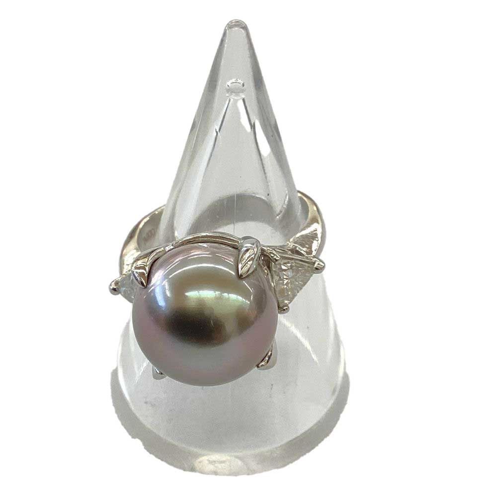 T【Pt900】黒蝶真珠リング シルバー ジュエリー 総重量約11.5g 約14号 D0.58ct 12.81mm~12.86mm ゴージャス シンプル 現状販売【かんてい局宇都宮戸祭店】S25-1655t-m|かんてい局栃木 店