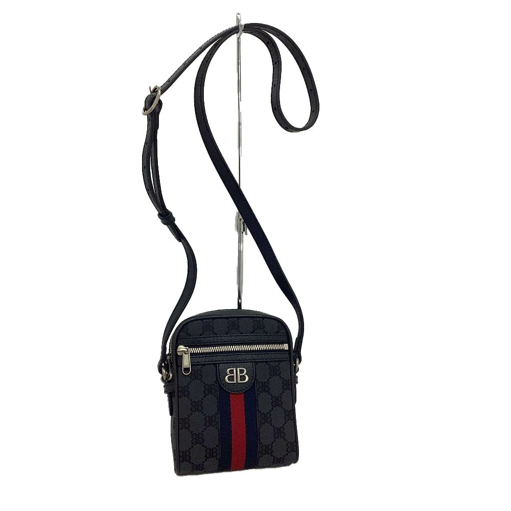 T【BALENCIAGA】 ザハッカープロジェクトショルダーバッグ 680129 グッチコラボ 黒いこと GG帆布×なめし革 メンズ レディース ユニ一発やる【バレンシアガ】【かんてい局宇都宮戸祭店】S25-2855t-m