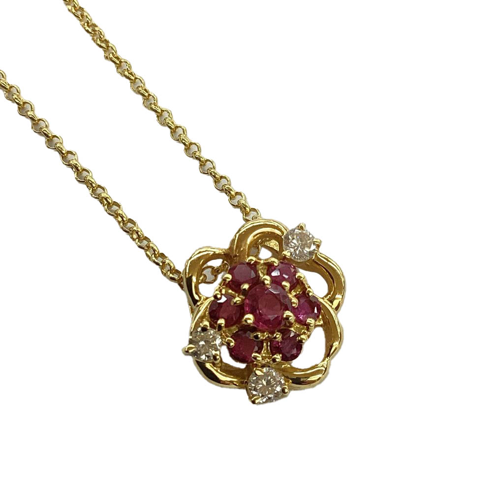 T【K18】ルビーネックレス　0.72ct　0.20ct　約40cm　ジュエリー　総重量約4.8g　ソーティング付　色石　ゴージャス　シンプル　現状販売【かんてい局宇都宮戸祭店】S25-2850t-m