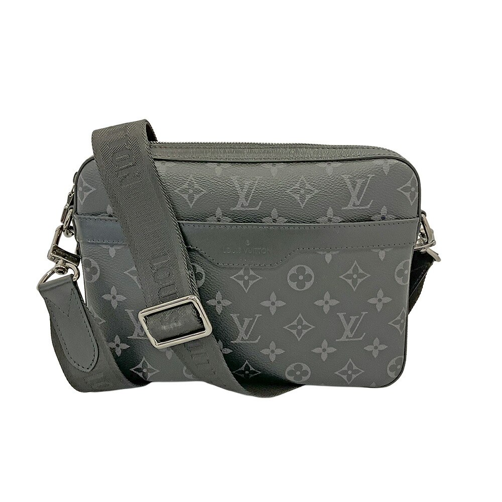 U【中古】LOUIS VUITTON【ルイ・ヴィトン】トリオ・メッセンジャー　M69443　モノグラム　エクリプス　ブラック 　ショルダーバッグ　斜めがけバッグ　ポーチ付き　コインケース付き　美品　布袋　【かんてい局宇都宮店】Q25-1228u-h