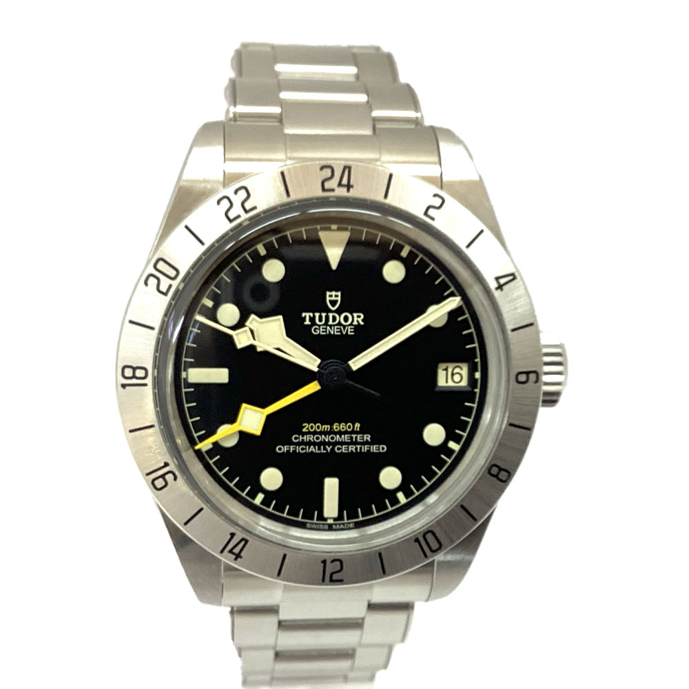 T【TUDOR】ブラックベイプロ 79470  39粍 自動小銃巻  ステンレス鋼 黒いこと文字記号盤 200ｍ雨合羽 OH・仕上済 ギャラ有 外箱有 箱有 GMT役立つこと デイト書きあらわす メンズ時辰儀 一般受け 中古 【チューダー】【一六銀行かんてい局宇都宮戸祭店】S2502142t-h
