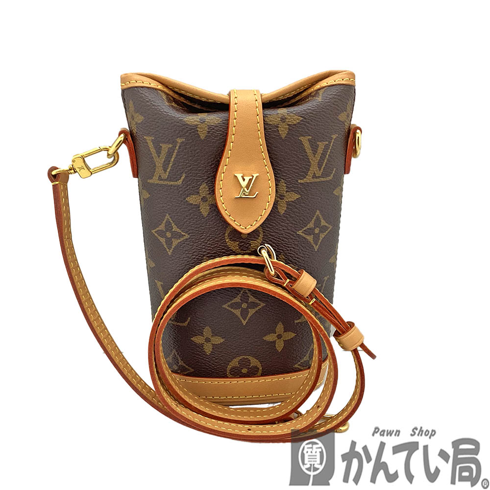 T【LOUIS VUITTON】フォールド・ミーポーチ M80874　モノグラム　ブラウン　スマホショルダー　ショルダーバッグ　ゴールド金具 　コンパクト　布袋有　RFID　人気　女性　中古【ルイヴィトン】【かんてい局宇都宮戸祭店】S2601951t-h｜かんてい局栃木 店