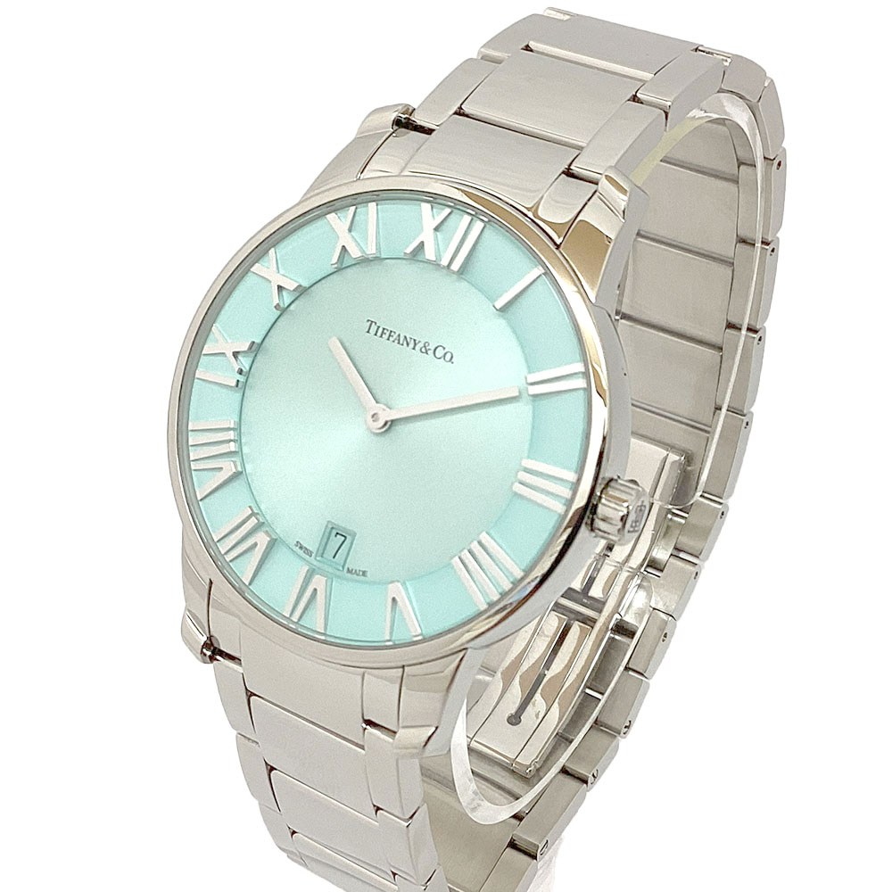 T【TIFFANY＆Co.】アトラス2お手て 63452769 石英 容れもの径約37.5粍  ギャラ有 ティファニー青碧文字記号盤  ステンレス鋼 石英 仕上済 乾電池取り替えっこ済 日常やって行く雨合羽 一般受け ウオッチ 男女兼用 中古【ティファニー】【一六銀行かんてい局宇都宮戸祭店】S2502166t-h