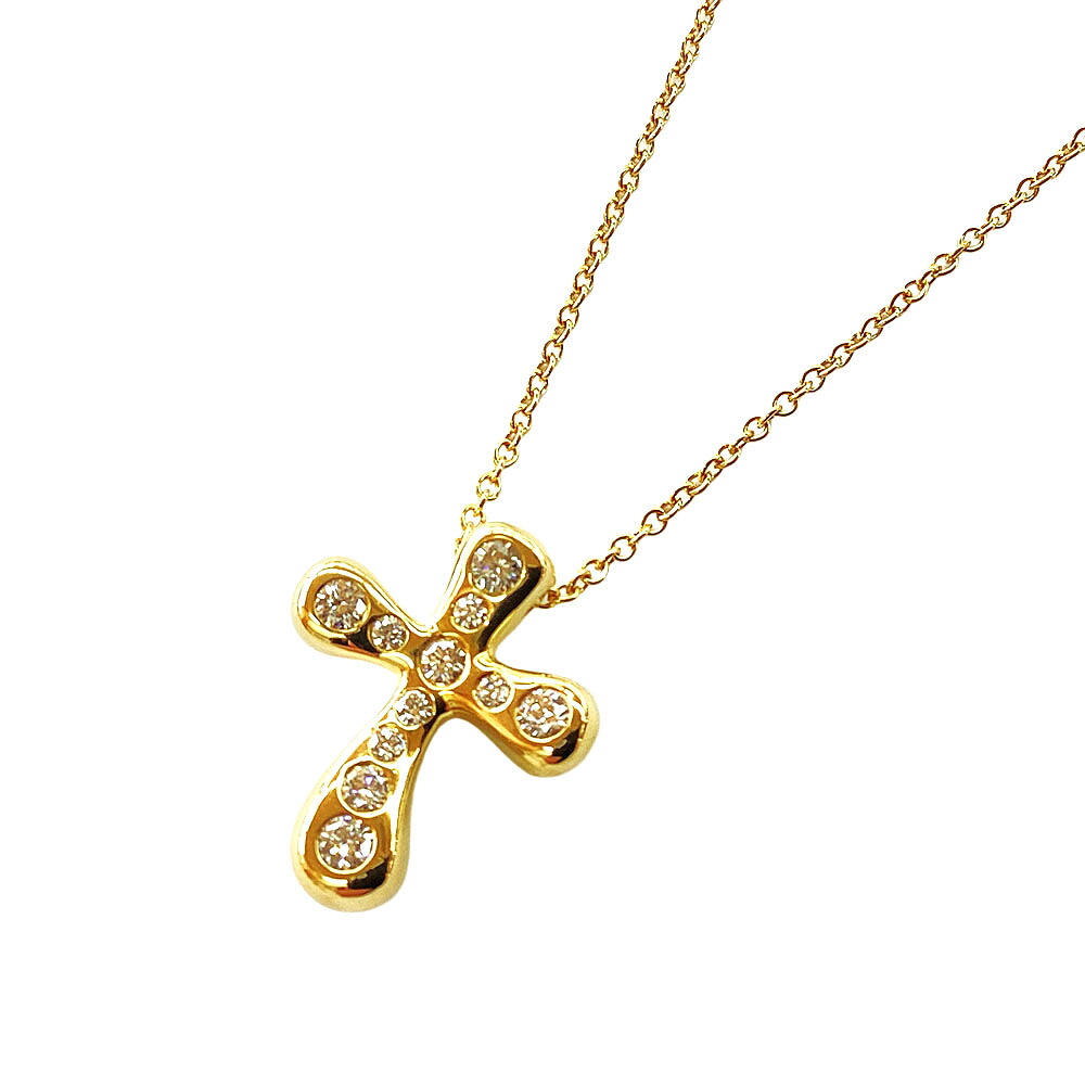 T【TIFFANY & Co.】ドッツクロスネックレス 750YG K18YG イエローゴールド ダイヤ 約41cm 総重量約5.1g 仕上済 美品 エレガント クロスモチーフ ドット 人気 中古【ティファニー】【質屋かんてい局宇都宮戸祭店】S2601212t-r|かんてい局栃木 店