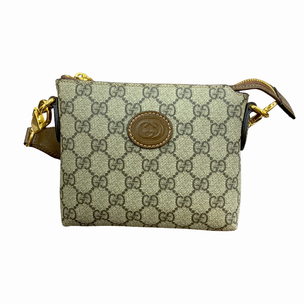O【GUCCI】  インターロッキングG ショルダーバッグ GGスプリーム 今めかしい 曲がった掛け メンズ レディース 中古 グッチ【一六銀行かんてい局小山店】T26-734o-hk