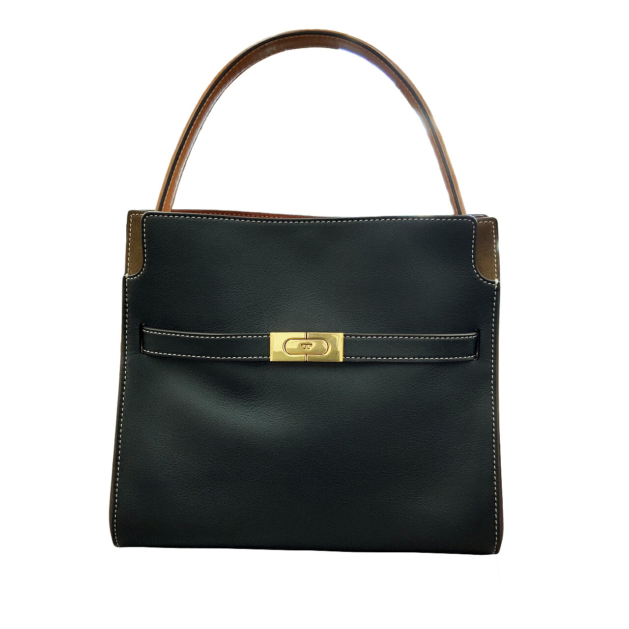 O 【Tory Burch】トリーバーチ リーラジウィル スモールダブルバッグ 61302-001 2WAY御徒面子 ハンドバック 黒いこと なめし革 スエードクロス お上さん レディース 成人男性 貨物輸送無料 中古【かんてい局小山店】T26-533o-hk