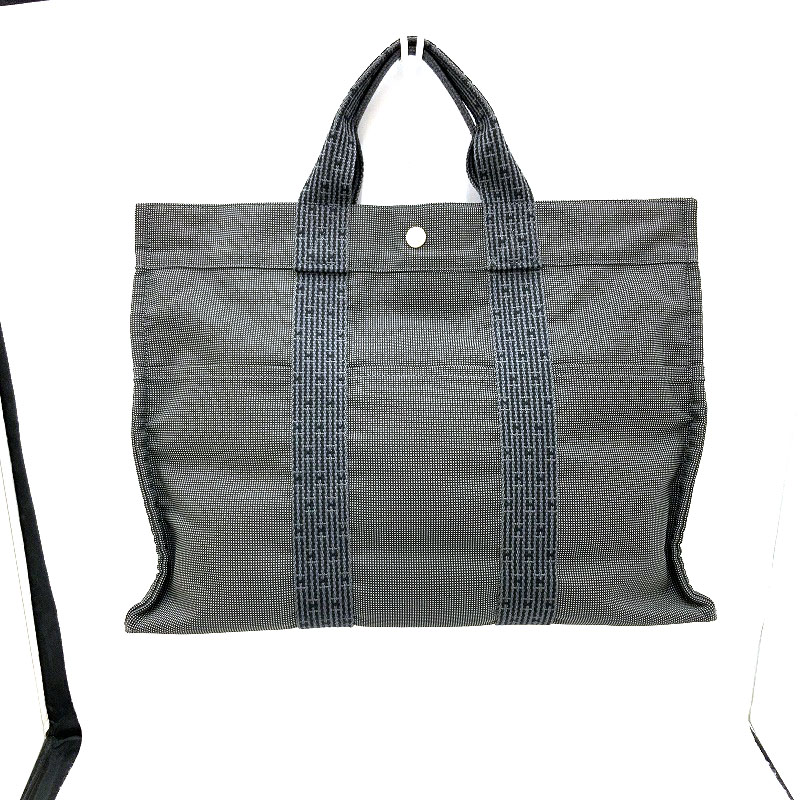 エルメス O エルメス ブラック 送料無料 エールライントートmm Hermes トートバッグ Hermes Hermes ブラック バッグ エールライントートmm トートバッグ キャンバス グレー シルバー金具 レディース メンズ ユニセックス 男女兼用 中古 送料無料 かんてい局
