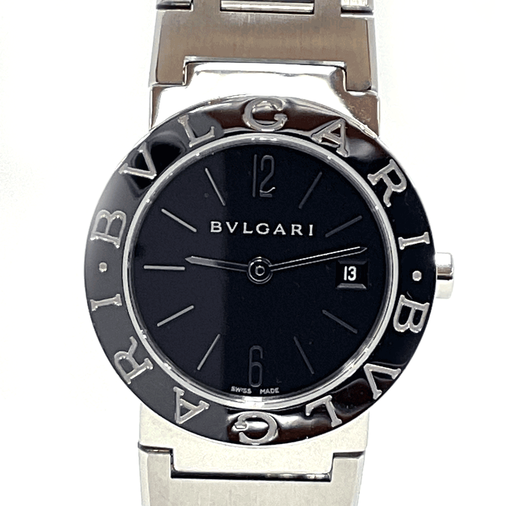 N【BVLGARI】ブルガリブルガリ　クォーツ　BB26SS　ステンレス　シルバーカラー&times;ブラック文字盤　レディース　腕時計　稼働品　中古　USED品　 質屋かんてい局那須塩原店★3100212-16n｜かんてい局栃木 店