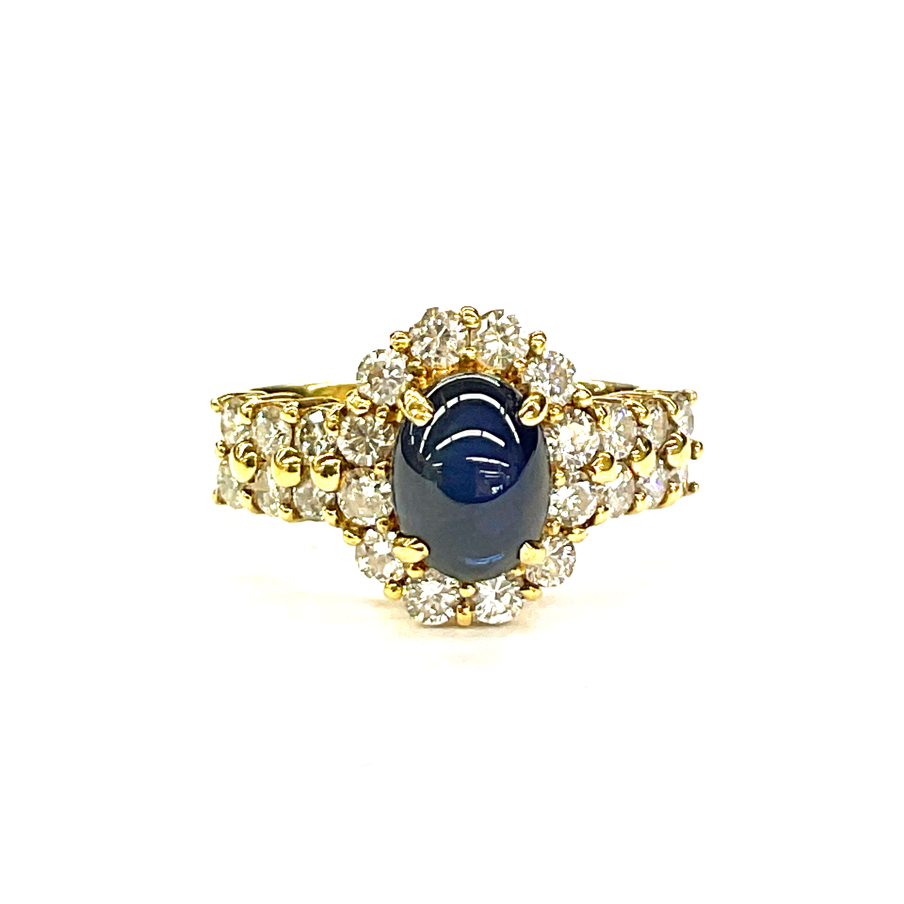 N【中古】【K18】サファイアリング　約11号　S2.45ct/D1.19ct　総重量約5.5g　イエローゴールド　レディース　宝石　9月誕生石　指輪　アクセサリー　鑑別書付属　 質屋かんてい局那須塩原店★3103159-799n