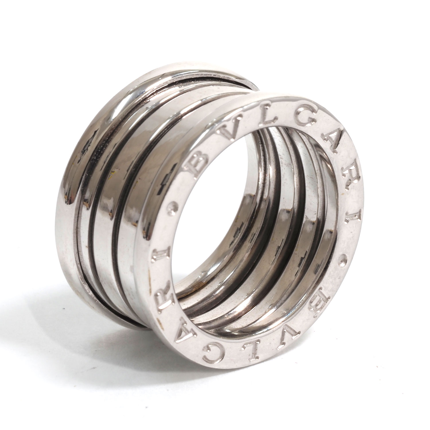N 【BVLGARI】ブル小峡谷 B-Zero1 3ダンス楽隊輪っか 50（約8.5号）K18WG(750目じるし）白いことゴールド 幅約1.0糎 約9.5g 定番 一般受け メンズ レディース 完成・キズ取り済み ★一六銀行かんてい局那須塩原店3103408-12ｎ
