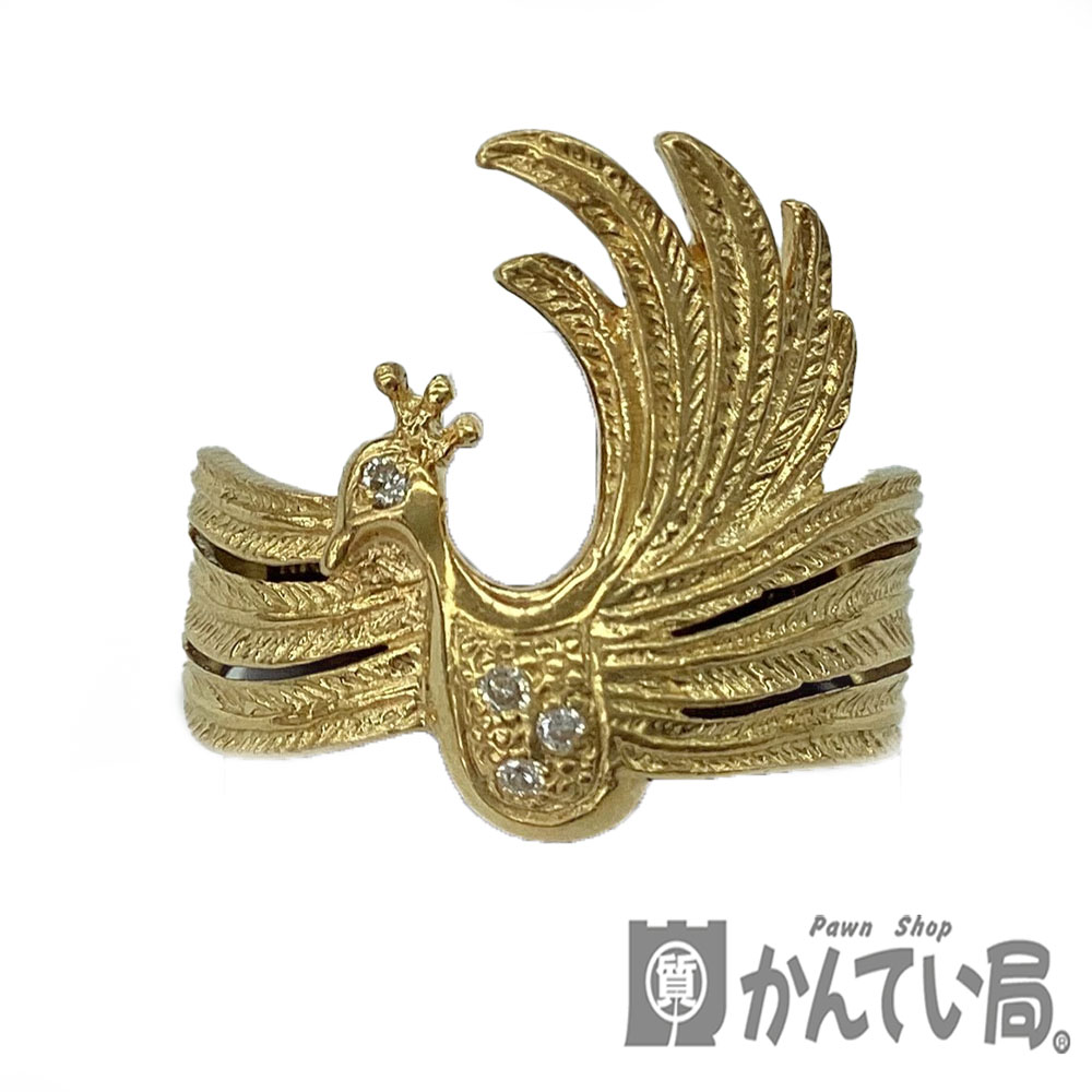 K ファッションリング K18 約13.5号 約3.6g 0.04ct 750 金 鳥モチーフ 指輪 リング レディース 女性 メンズ 男性 ゴージャス ラグジュアリー リアル 豪華 華やか 本体のみ 送料込 お買い得 特別価格 中古 質屋かんてい局鹿沼店 31031599310-564k|かんてい局栃木 店