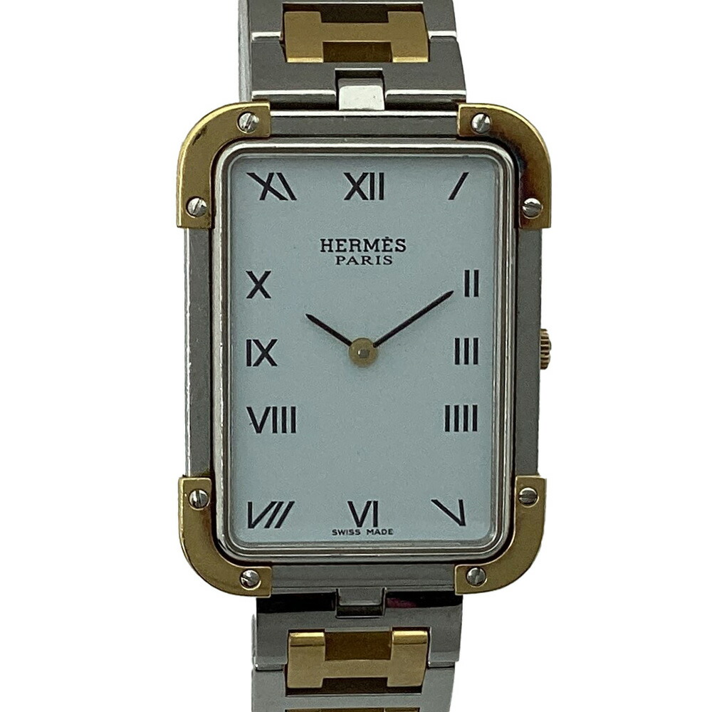 エルメス　クロアージュ　コンビゴールド　長方形　時計　クォーツ エルメス HERMES 腕時計 レディース クオーツ クロアジュール