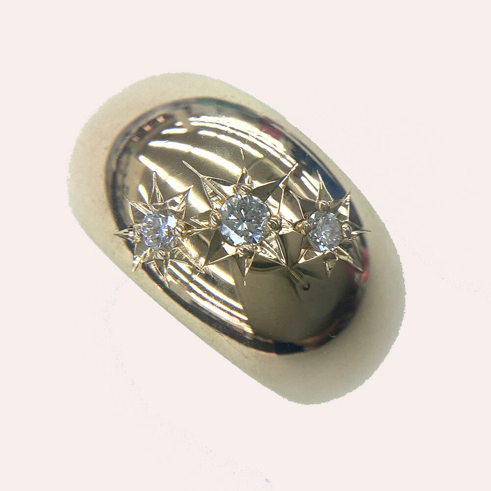 K　甲丸リング　K18　750　金　約13.6g　送料込　約15号　0.14ct　ダイヤ　アクセサリー　メンズ　男性　女性　レディース　ファッションリング　ノンブランド　お買い得　特別価格　ラグジュアリー　中古　質屋かんてい局　鹿沼店　31031599310-625ｋ
