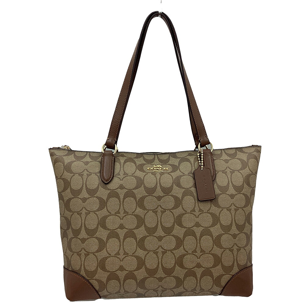 K COACH トートバッグ F29208 シグネチャー ブラウン 送料無料 特別価格 普段使い お買い得 ブラウン シグネチャー 総柄 レディース 女性 コーチ 中古 質屋かんてい局 鹿沼店 P2402849k