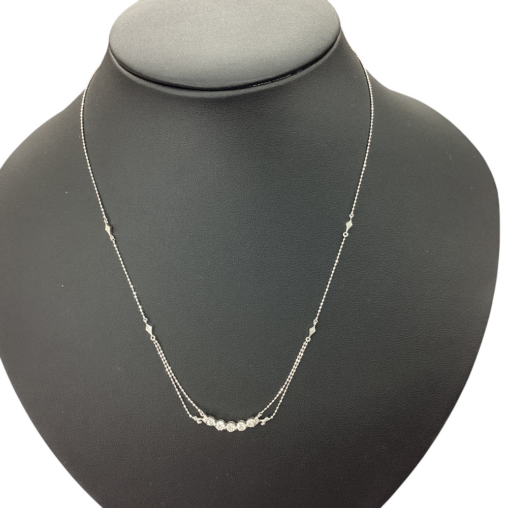 K ダイヤネックレス D0.35ct K18WG 約3.7g　ダイヤ　送料込　お買い得　ラグジュアリー ホワイト　約45cm レディース　女性　資産　アクセアリー　中古　質屋かんてい局　鹿沼店　P2502552k