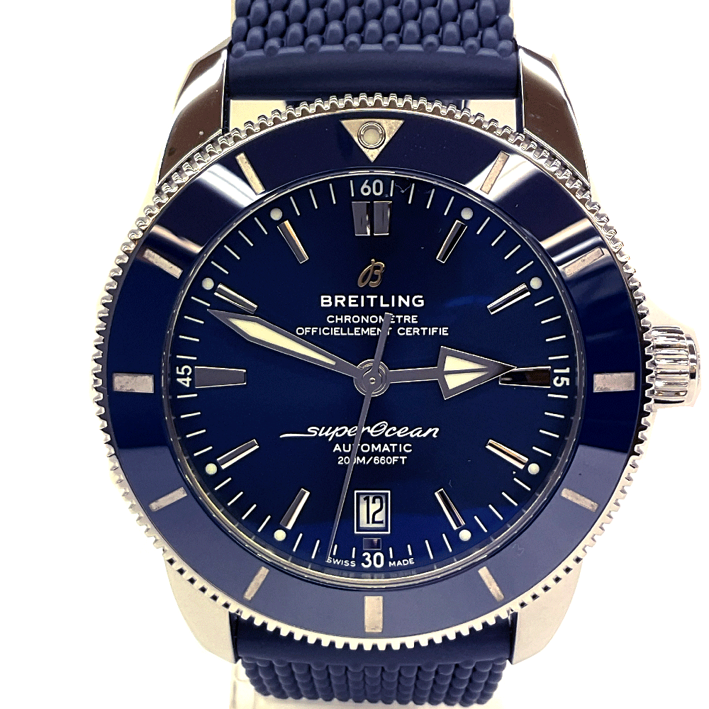 N【BREITLING】 スーパーオーシャン ヘリテージ B20 AB2020161C1S1 ブライトリング ステンレス ラバーベルト セラミックベゼル ブルーカラー メンズ 自動巻き オートマチック 腕時計 200M防水 3か月保証 中古 USED品 質屋かんてい局那須塩原店 ★R2503130|かんてい局栃木 店