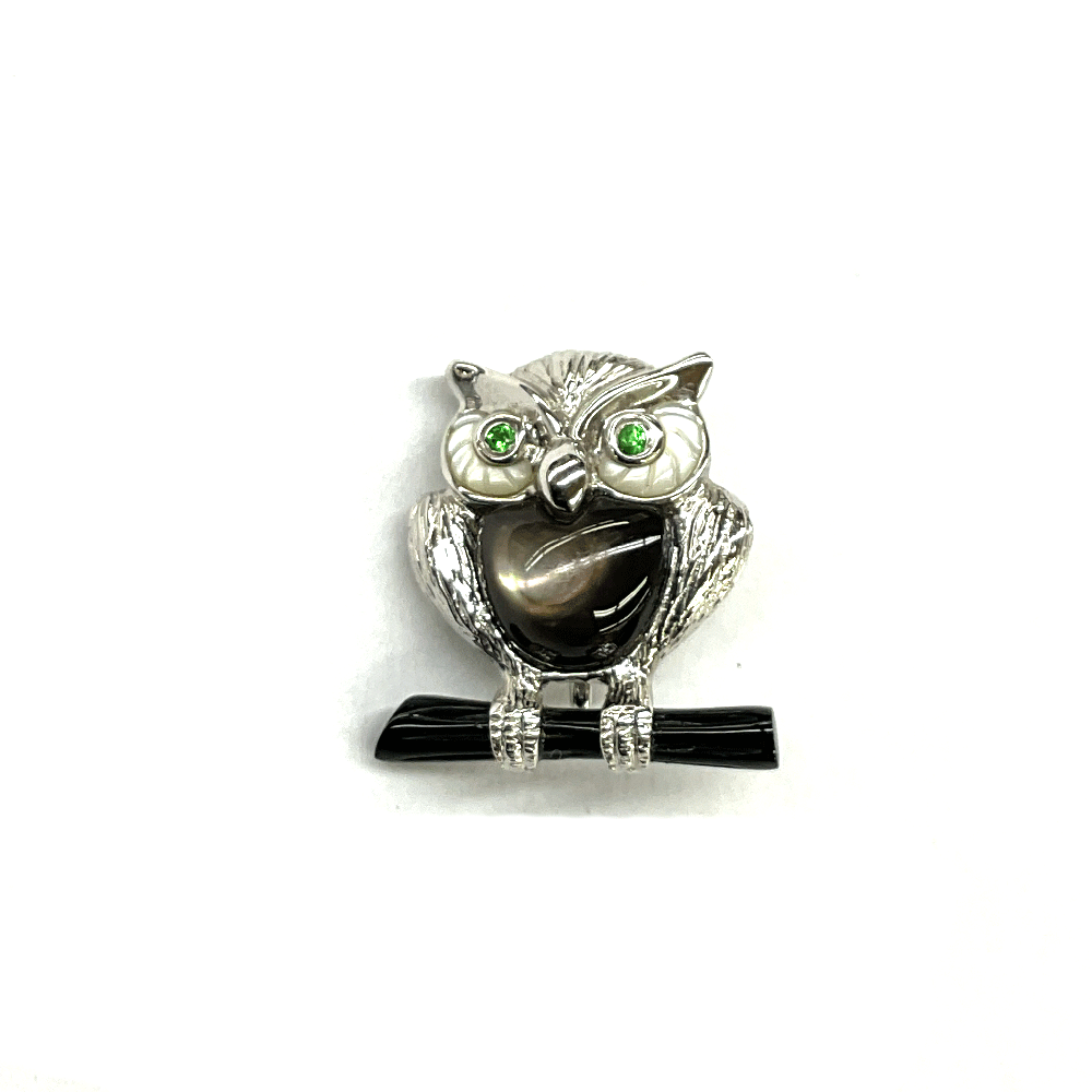 N 【K18WG】フクロウデザイン　ペンダントトップ　ホワイトゴールド　750　ネックレストップ　レディース　　ふくろう　梟　中古　USED品　質屋かんてい局那須塩原店★R2504125