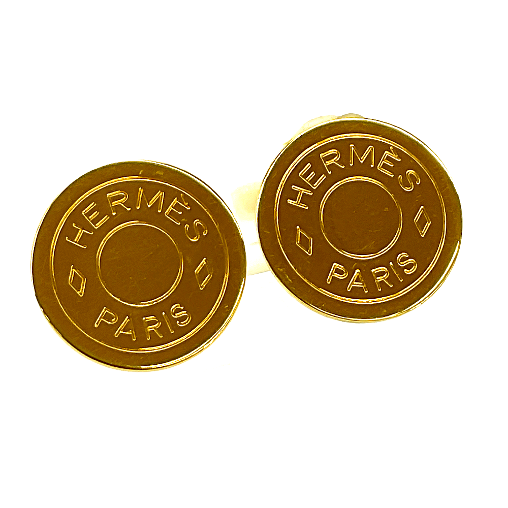 N【HERMES】エルメス　セリエイヤリング　直径約2.0cm　ゴールドメッキ　両耳用　GP　レディースイヤリング　アクセサリー　ヴィンテージ　質屋かんてい局那須塩原店★R2504459 13,690円