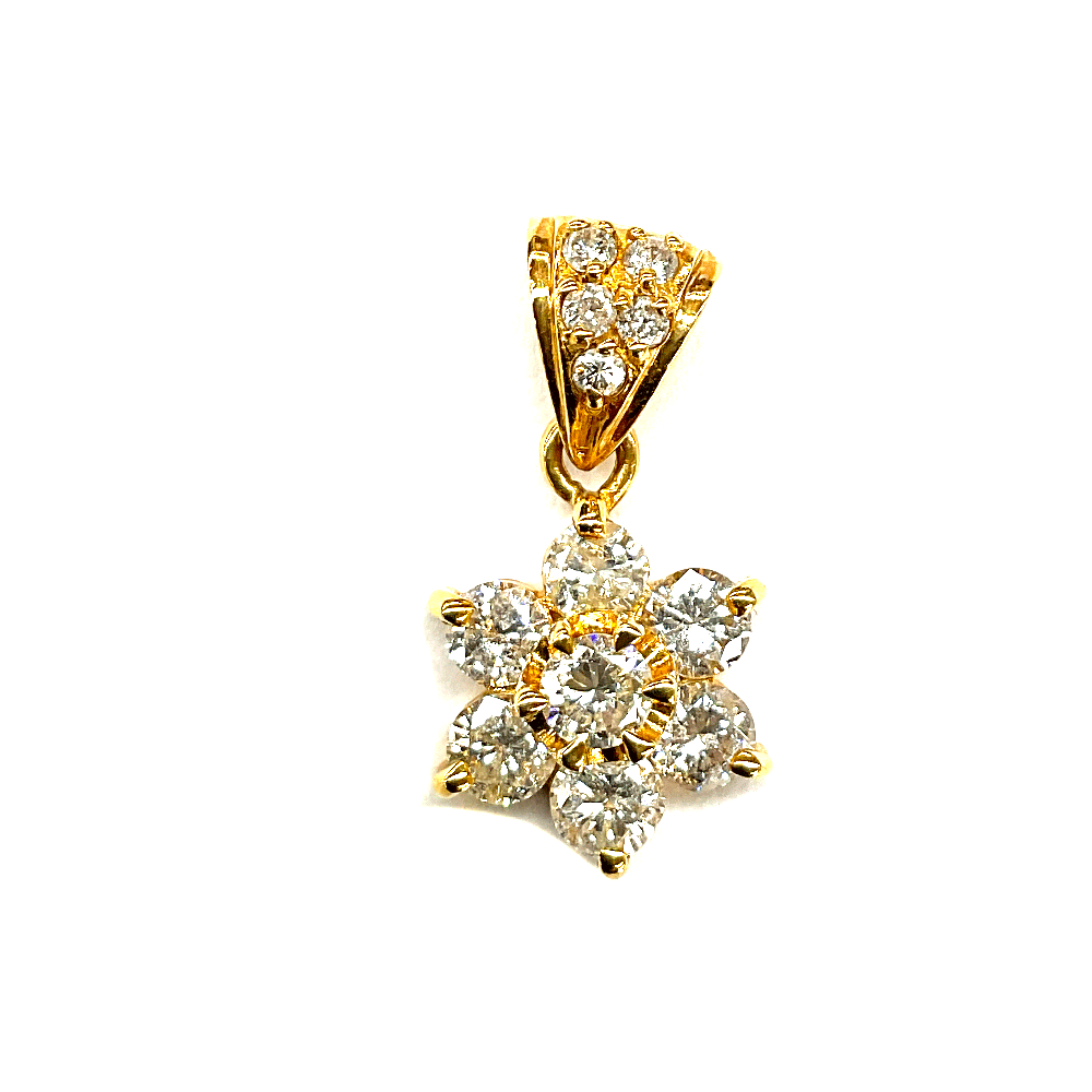 N【中古】K18　ダイヤペンダントトップ　総重量約1.9g　K18　ダイヤモンド1.03ct　イエローゴールド　レディースアクセサリー　ネックレストップ　フラワー　質屋かんてい局那須塩原店★R2504487