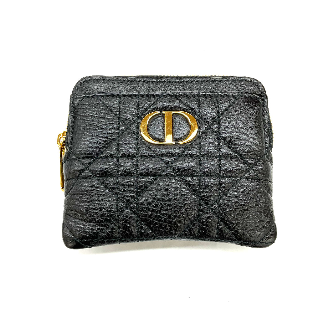 N 【中古】【C.DIOR】【ディオール】カロ・ラベンダーウオレット S5177UWHC なめし革 黒いこと×ゴールド色つや金具 レディース紙入れ ブランド名紙入れ 歌留多入れ パウダーコンパクト紙入れ 一六銀行かんてい局那須塩原店★R2502868