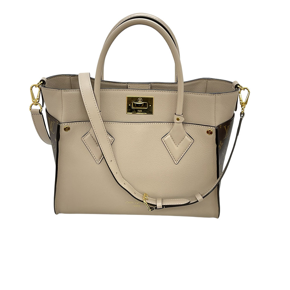 N【中古】【LOUIS VUITTON】ルイ ヴィトン オンマイサイドMM M58485 RFID グレインカーフレザー モノグラム グレージュ   ストラップ最大限度約100珊 ハンドバック レディース御徒面子 ブランド名御徒面子  一六銀行かんてい局那須塩原店★R2601508
