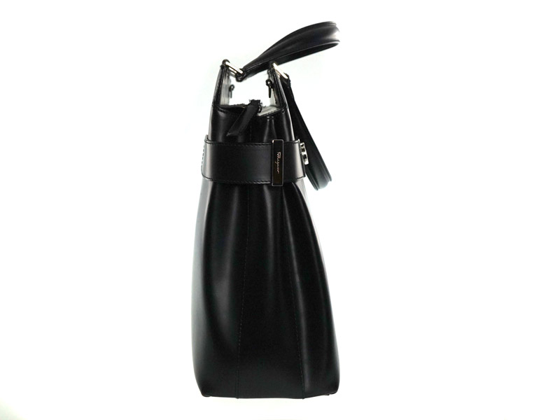 FERRAGAMO【フェラガモ】『ハンドバッグ』レザーブラック系シルバー金具トートバッグビジネスバッグレディース【】USED-AB質屋かんてい局春日井店k18-936