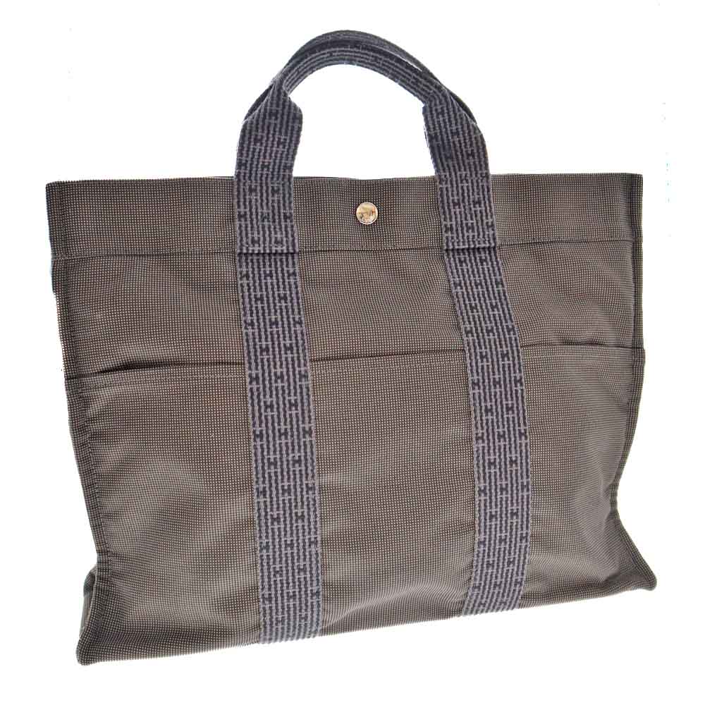 HERMES【エルメス】エールライントートMM キャンバス グレー系 ブラック トートバッグ ハンドバッグ ブランド ファスナー レディース メンズ ユニセックス ファッション 普段使い 通勤通学 ビジネス かばん 鞄【中古】USED-7 質屋 かんてい局春日井店 k22-3566