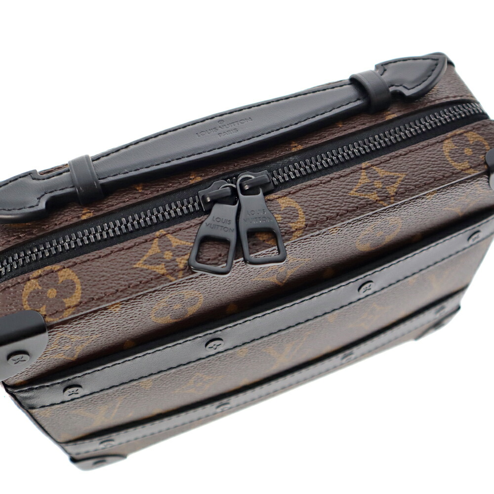 LOUISVUITTON【ルイ・ヴィトン】M45935ハンドル・ソフトトランクショルダーバッグハンドバッグモノグラムマカサーキャンバスレザーブラウン系ブラックカバン鞄斜め掛けメンズレディースユニセックス【中古】USED-8質屋かんてい局春日井店k22-4077